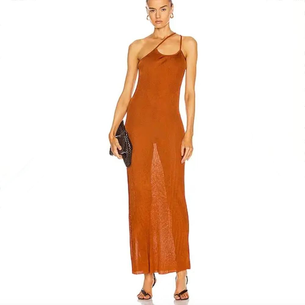 NWT Auteur Studio Nour Dress - Orange/Rust - Asymmetrical Neckline - Size S
